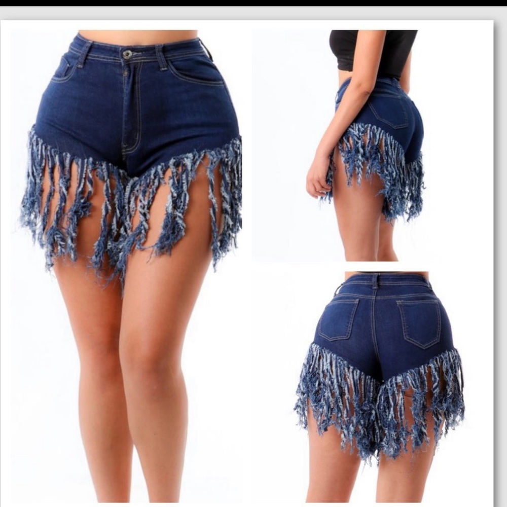 Denim Fringe shorts